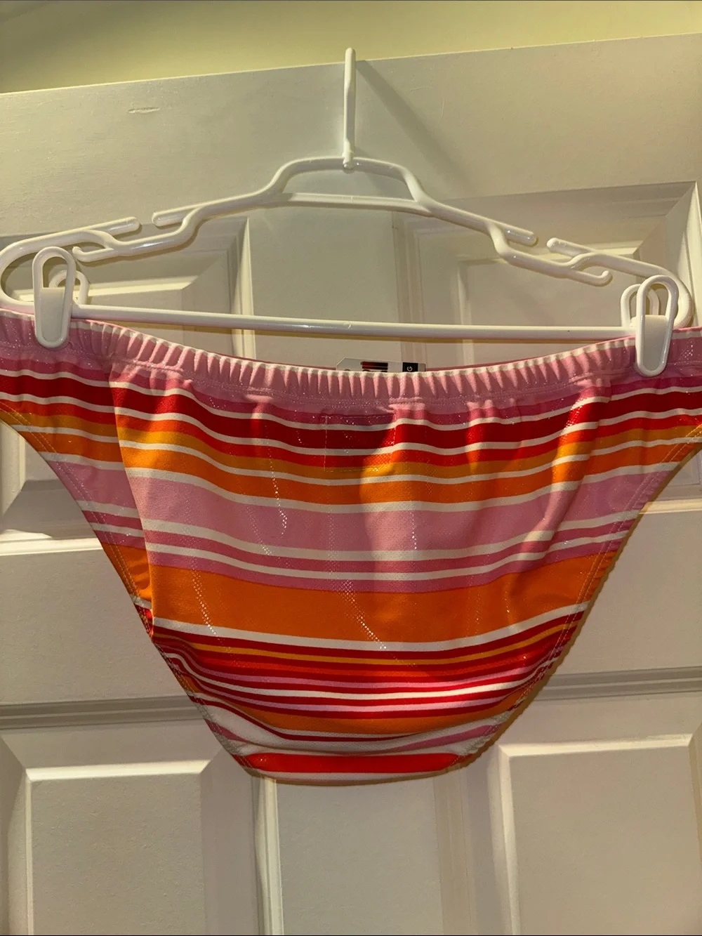 Squeeze Dog brand Men’s Striped Pink Orange Bikini Bottom Size XXXL (XL 🇺🇸)